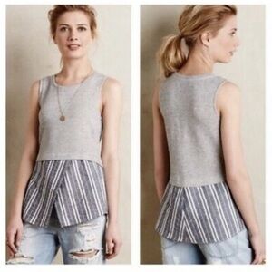 One Market Grey Striped Layered Tank Top Size Small NWT